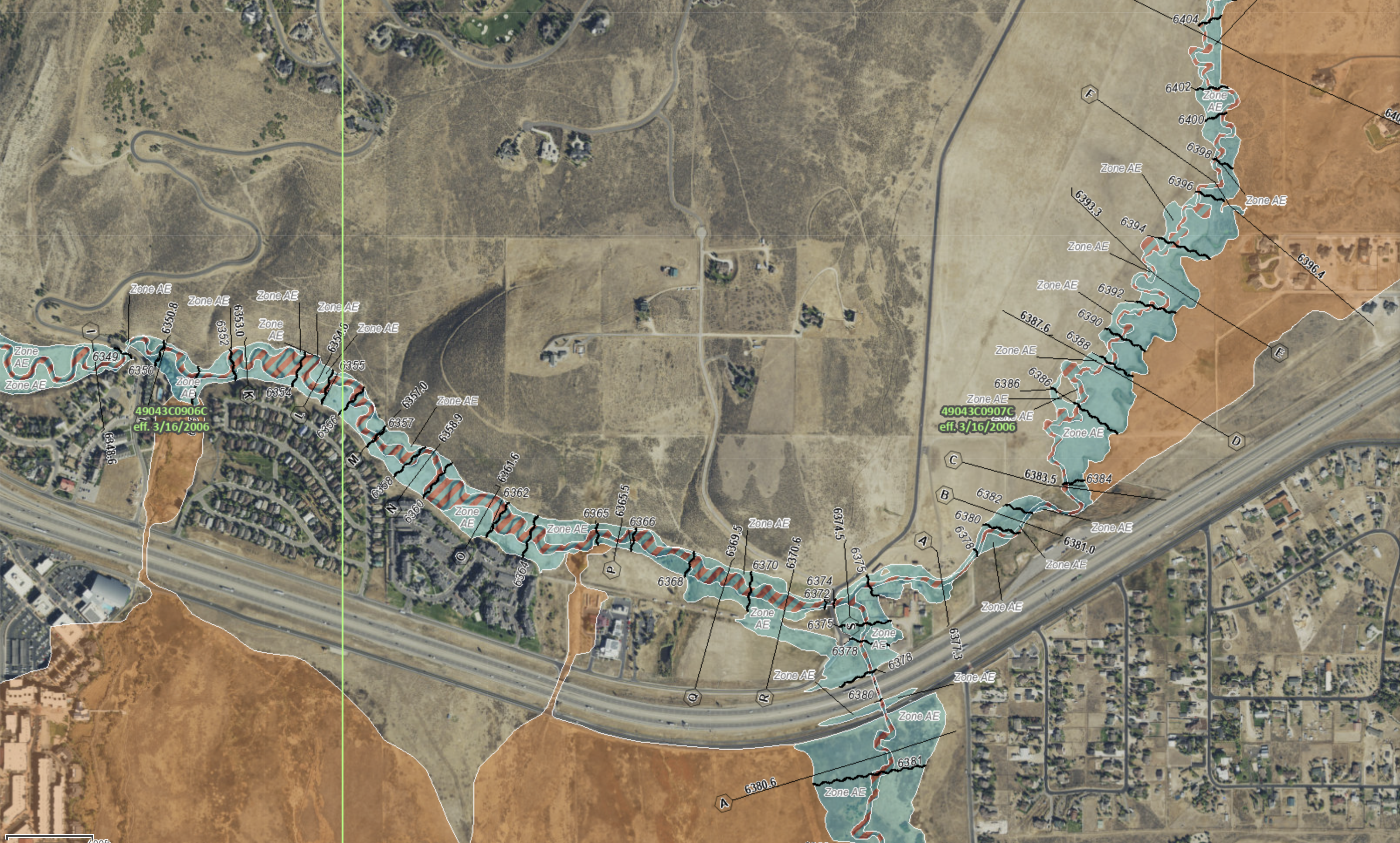 map of a Utah town from the National Flood Hazard Layer viewer