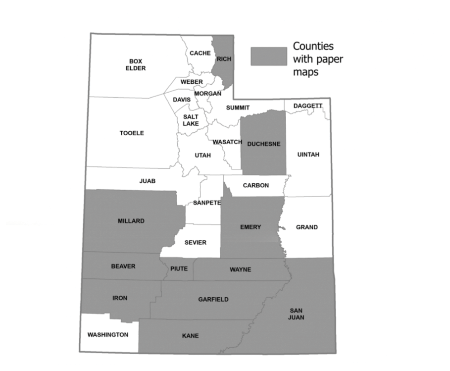 map of Utah counties that still have paper maps