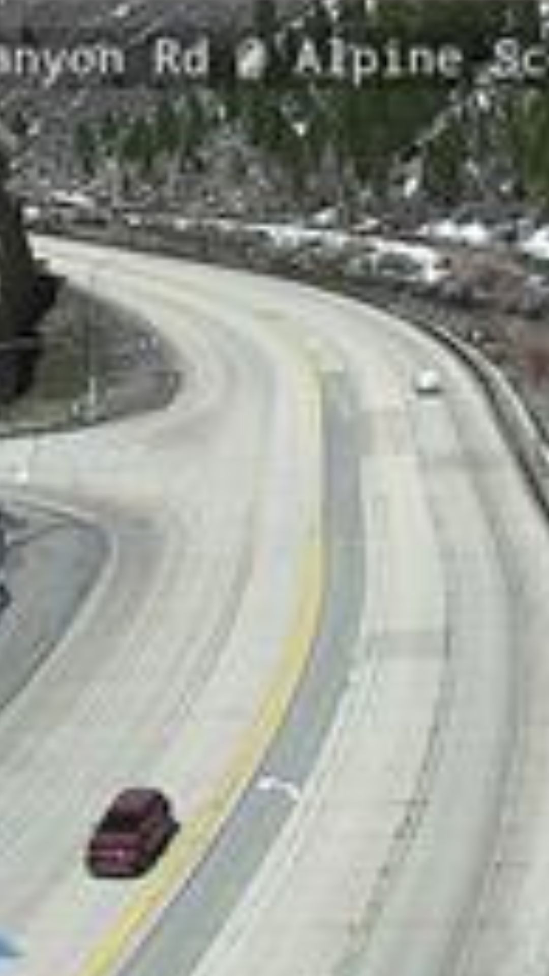Screen cap from UDOT traffic camera shows lanes of US 189 in Provo Canyon